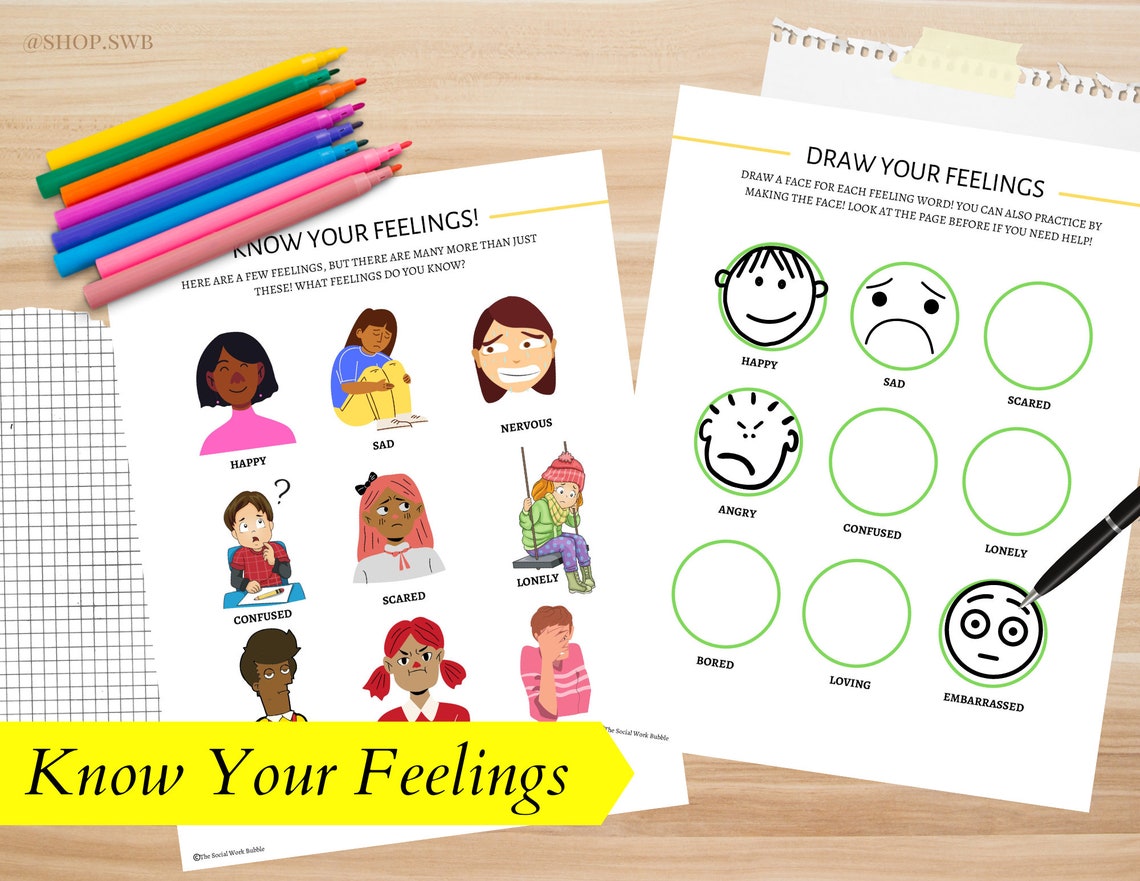 CBT for Kids: Identify & Draw My Feelings/emotions Therapy - Etsy