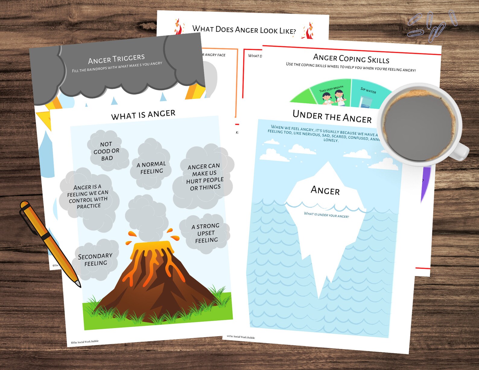 Anger Play Therapy Worksheets Activity For Kids Mental Etsy