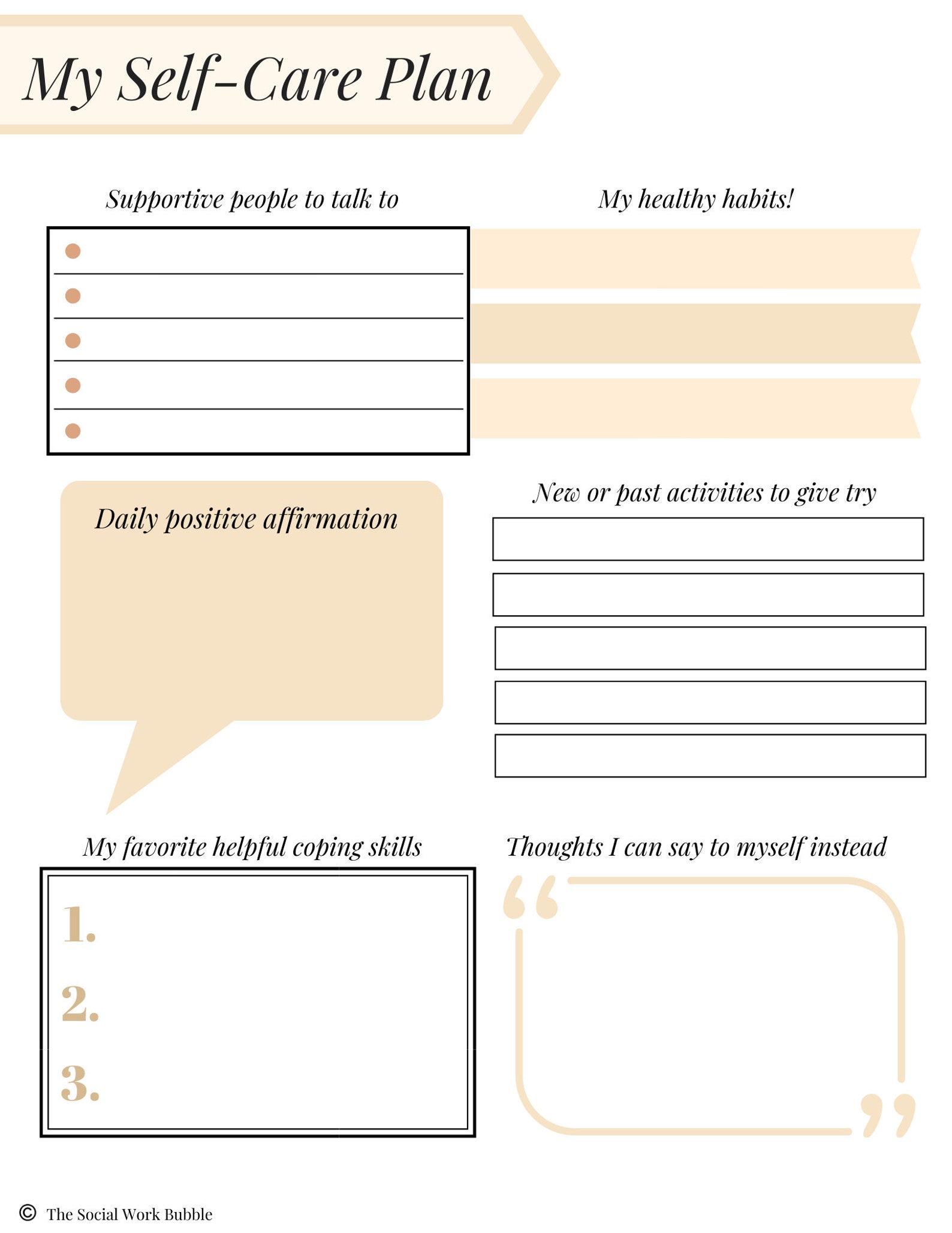 Self Care Plan for Mental Health, Wellbeing, Balance Counseling, Social Self Care Plan for Mental Health, Wellbeing, Balance Counseling, Social