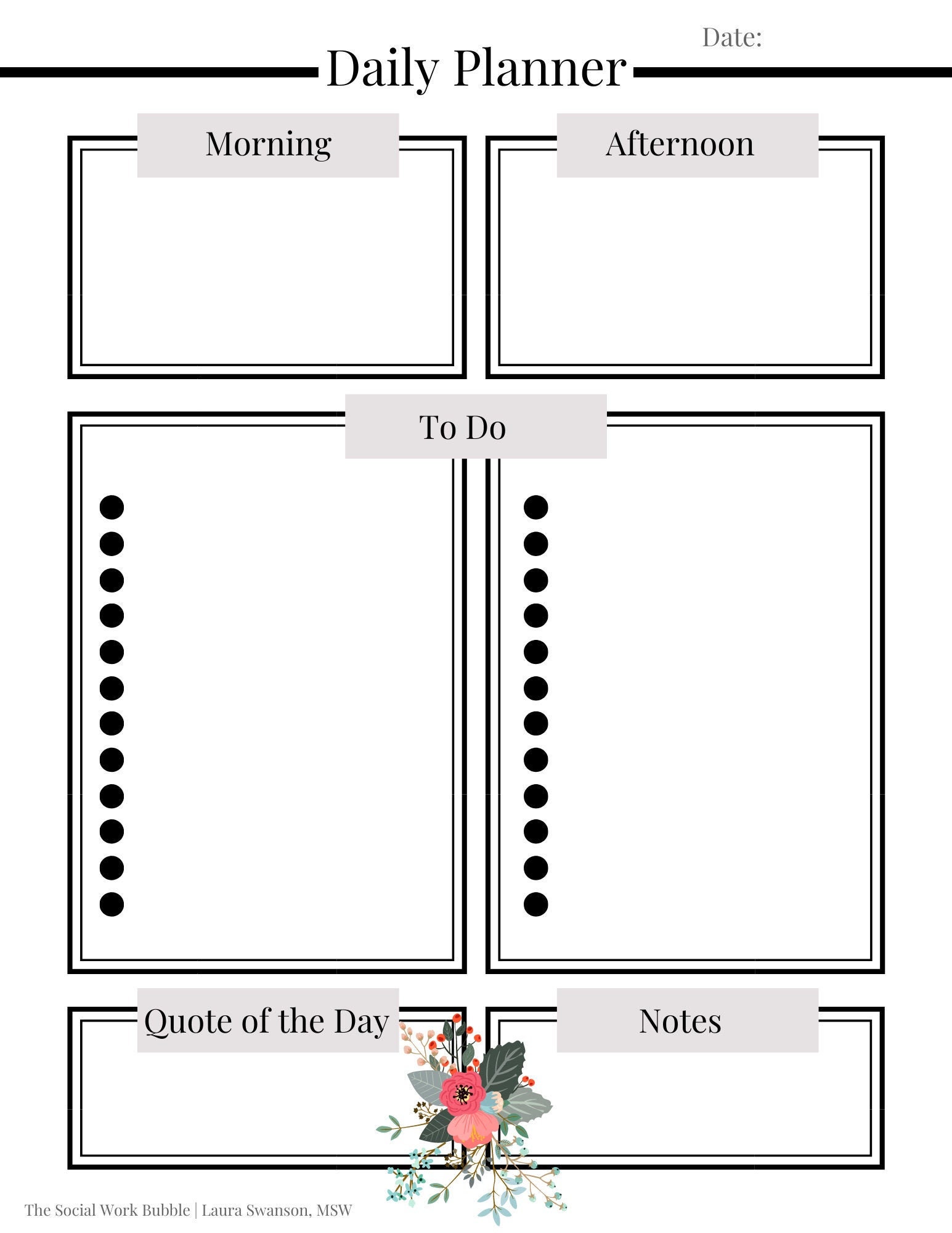 daily planner calendar worksheet with to do list schedule etsy