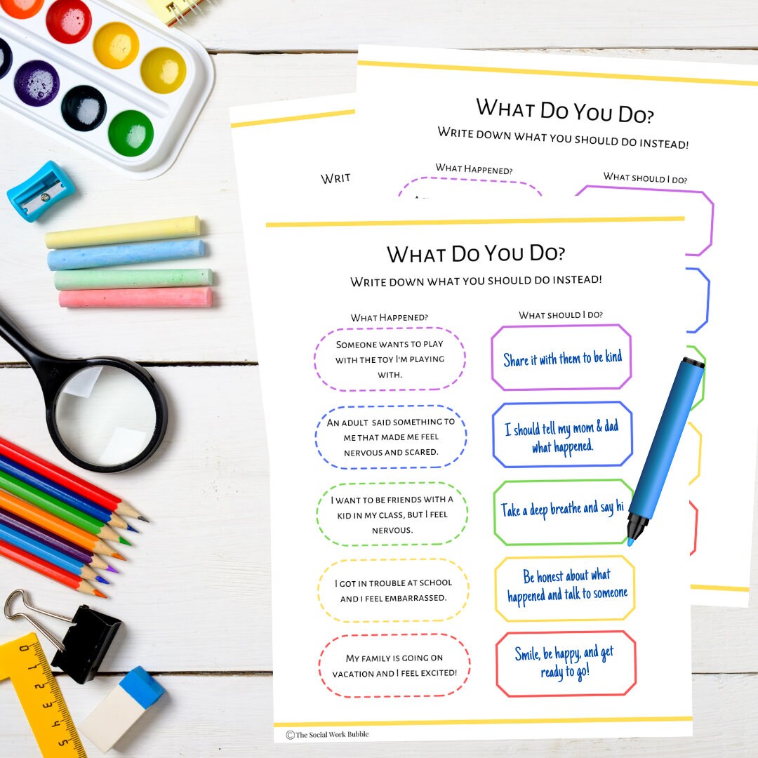 what should i do feeling situation behavior worksheet etsy canada