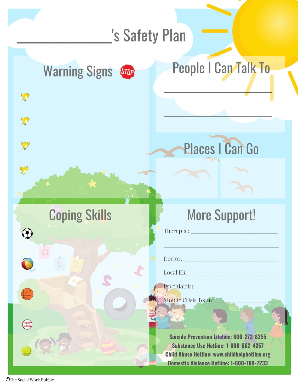 Safety Plan Worksheet For Kids