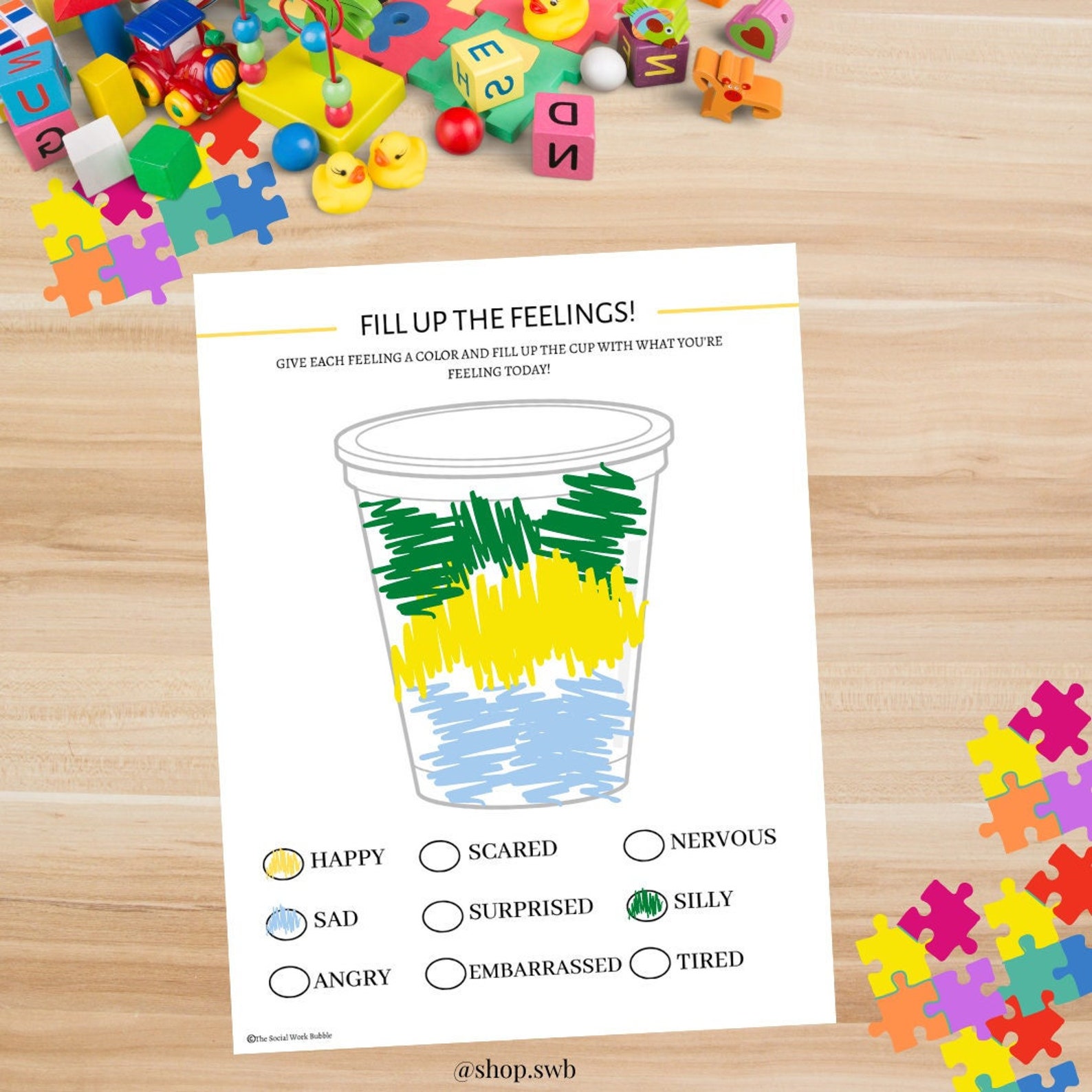 Kids Cup of Feelings Therapy Worksheet Emotions CBT Play - Etsy Israel
