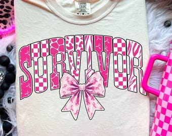 Sobreviviente de cáncer de mama PNG: Diseño de lazo rosa (descarga digital)