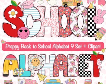 Alfabeto floral PNG / Clipart de regreso a clases (Descarga digital)