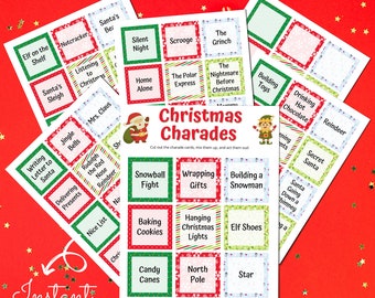 Christmas Games Printable, Christmas Charades Game, Christmas Games for Kids, Christmas Party Game, Christmas Activity, Instant Download