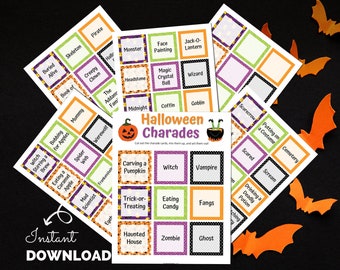 Halloween Games Printable, Halloween Charades Game, Halloween Games for Kids, Halloween Party Game, Halloween Activity, Instant Download
