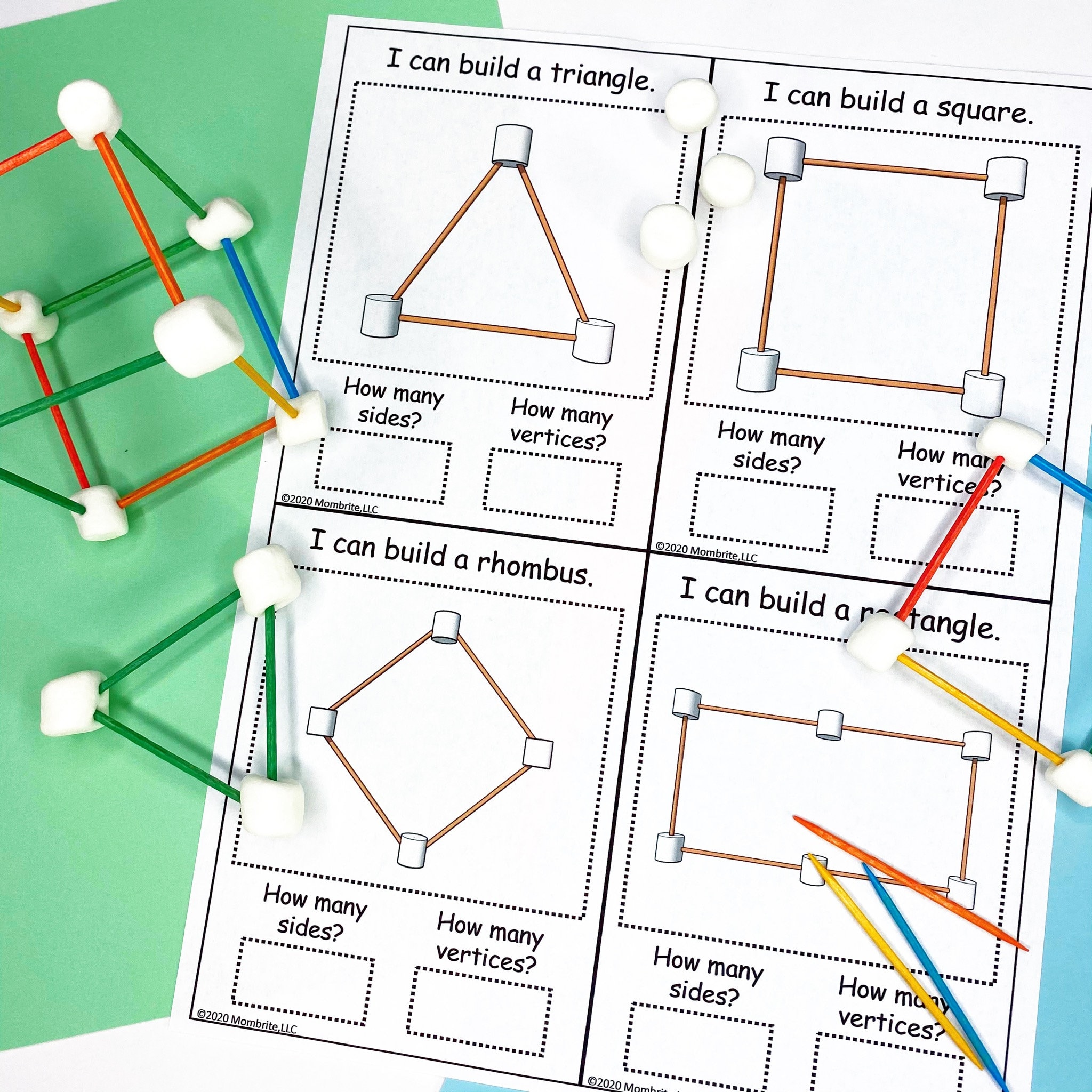 Free Printable Marshmallow And Toothpick Geometry Cards Pdf