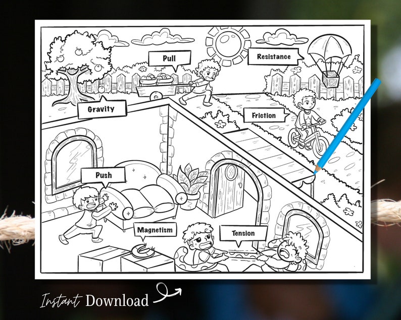 Force and Motion Printable Coloring Page Physics Education | Etsy Schweiz