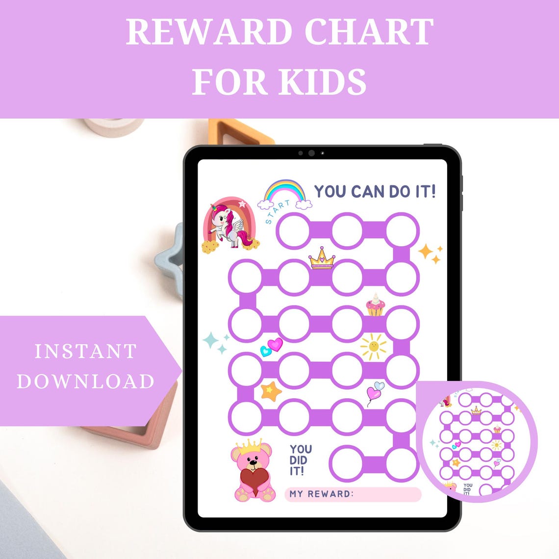 Editable Reward Chart for Kids Printable Toddler Behavior Tracker Chore ...