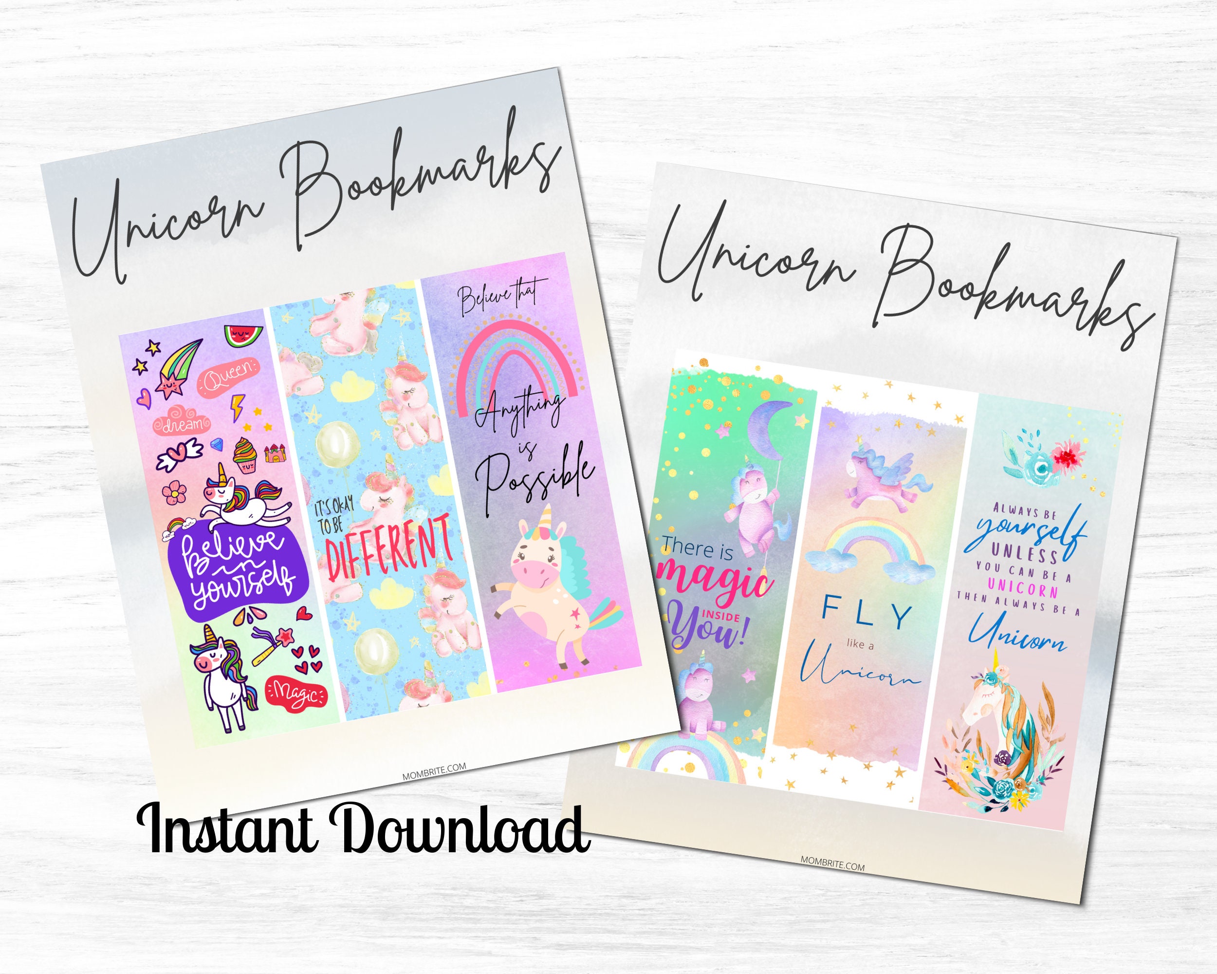Printable Unicorn Bookmarks Printable Bookmarks Cute | Etsy