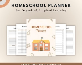 Homeschool Planner Printable | Daily, Weekly and Monthly Organizer for Moms | Digital PDF Homeschool Schedule & Lesson Plan Binder