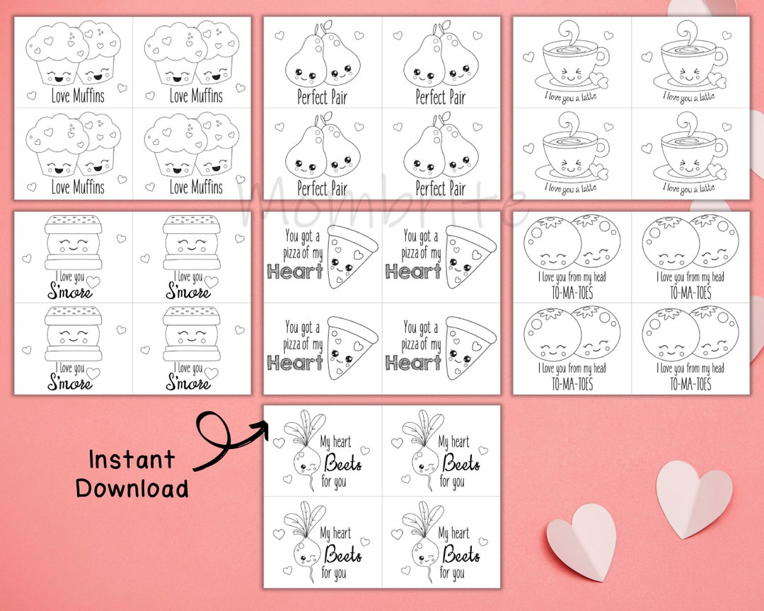 Valentine's Day Coloring Card for Kids, Printable Classroom Valentines ...