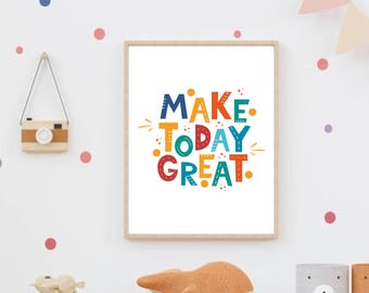 Kids Affirmation Wall Art, Printable Positive Quotes for Nursery and Playroom, Motivational Posters for Children, Prints 5 Sizes Included