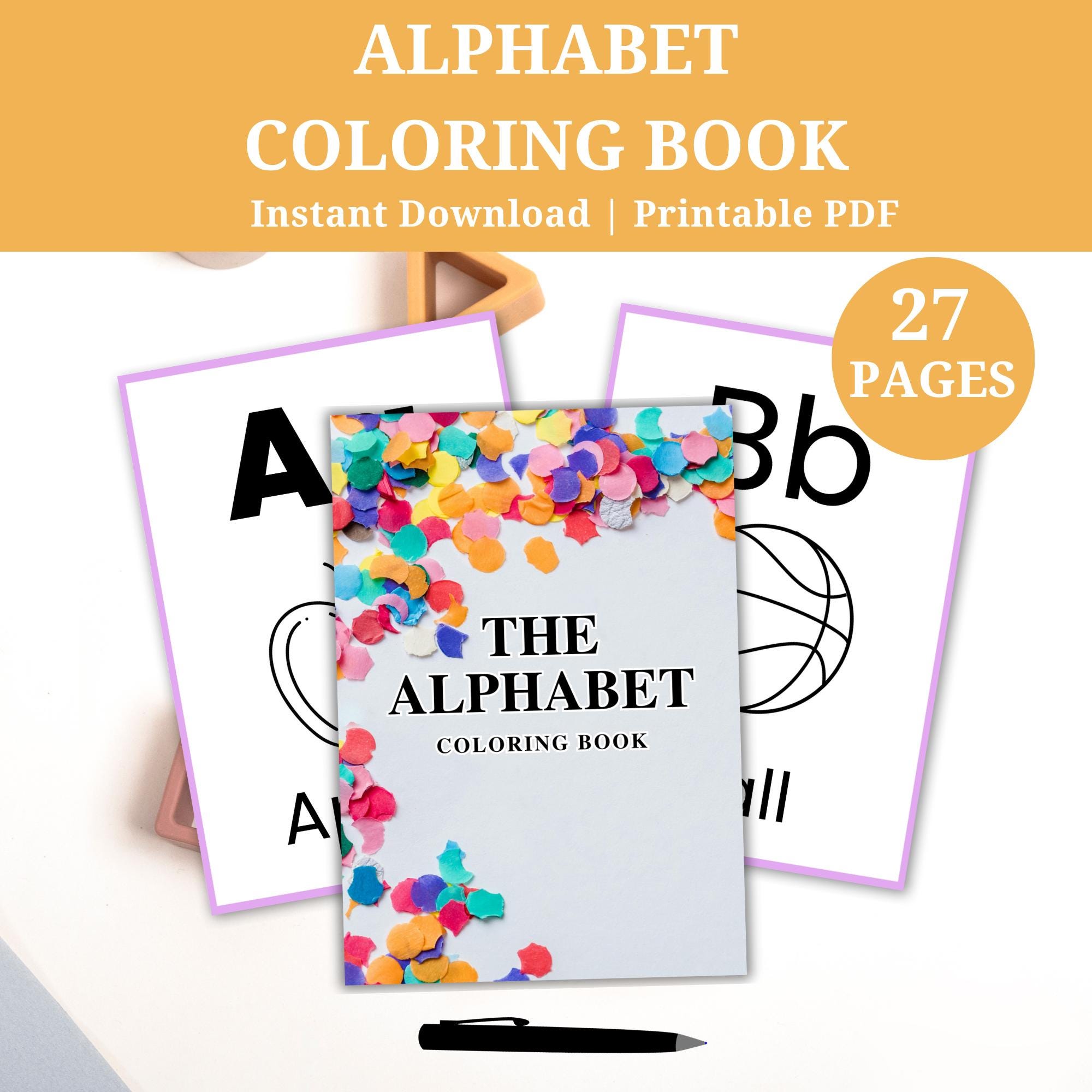 Alphabet Coloring Book for Kids Printable, ABC Learning Activity Pages ...