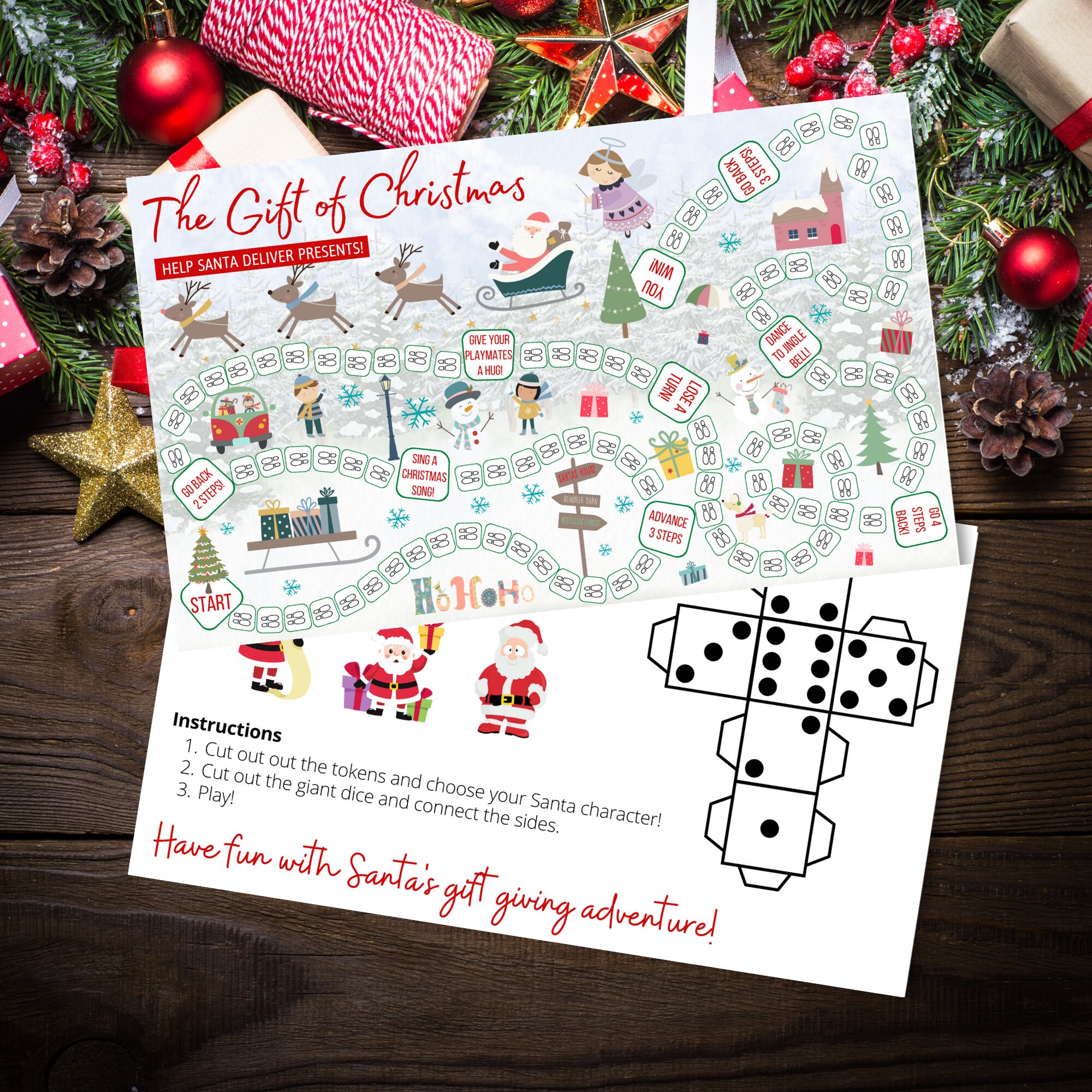 Christmas Games Printable Christmas Dice Game Christmas Etsy