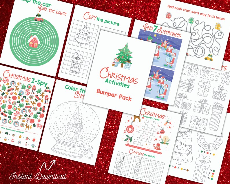 Christmas Activity Pack for Kids, Holiday Worksheets and Games ...