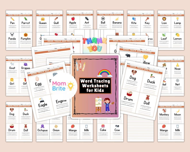 Kids Word Tracing Worksheets| Alphabet Writing Practice | Printable ...