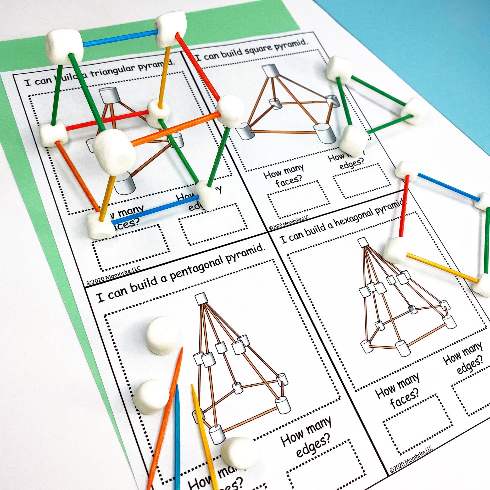 Marshmallow and Toothpick Geometry Game Printable Puzzle Etsy