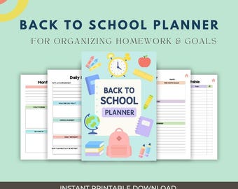 Digital Back To School Planner | Student Organizer | Academic Planner For iPad | Homework Tracker | Class Schedule | Study Planner Printable