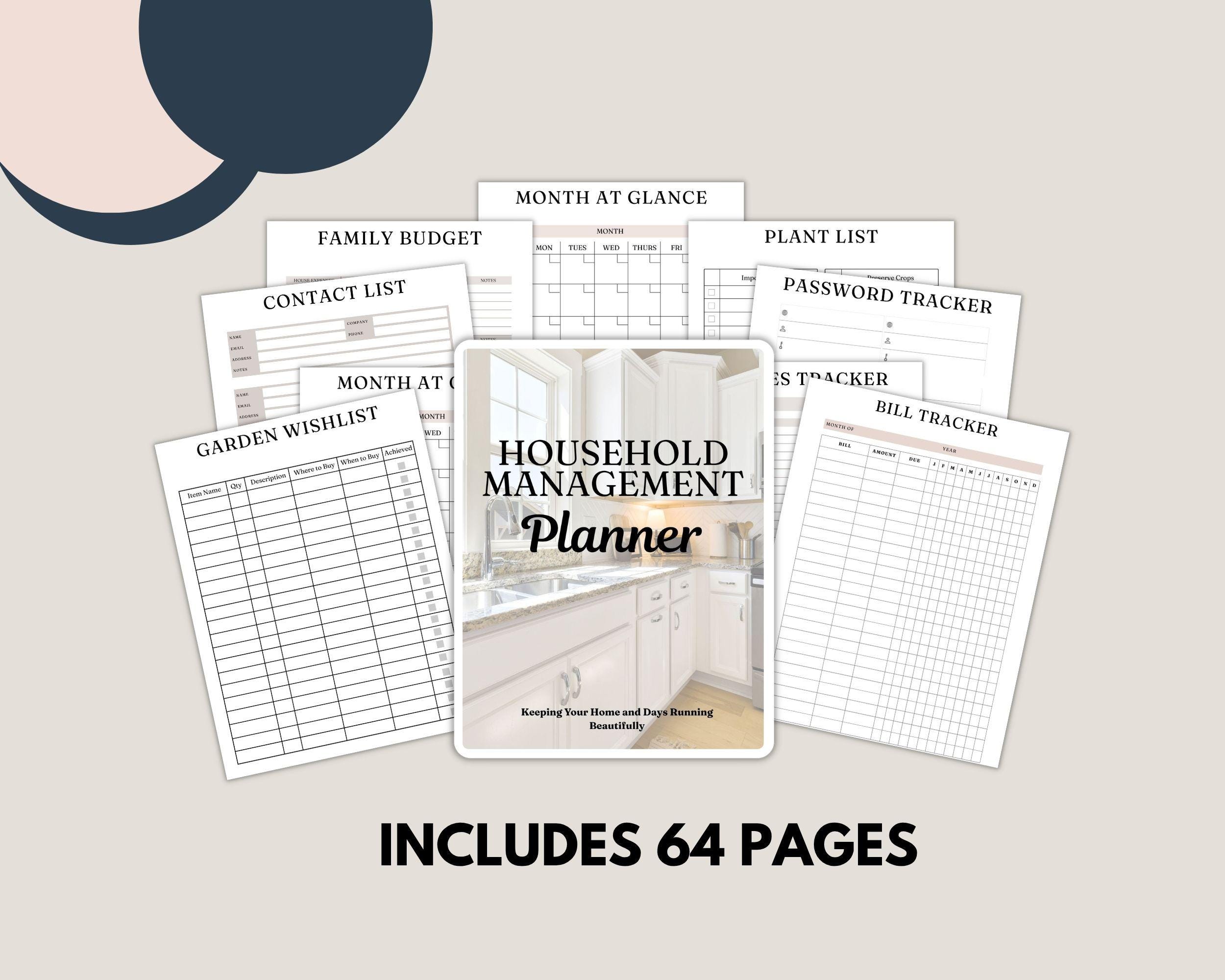 Household Management Planner Printable | Home Organization Binder ...