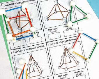 Marshmallow and Toothpick Geometry Game | Printable Puzzle Games for Kids | STEM Activity for Kids | Instant Digital Download