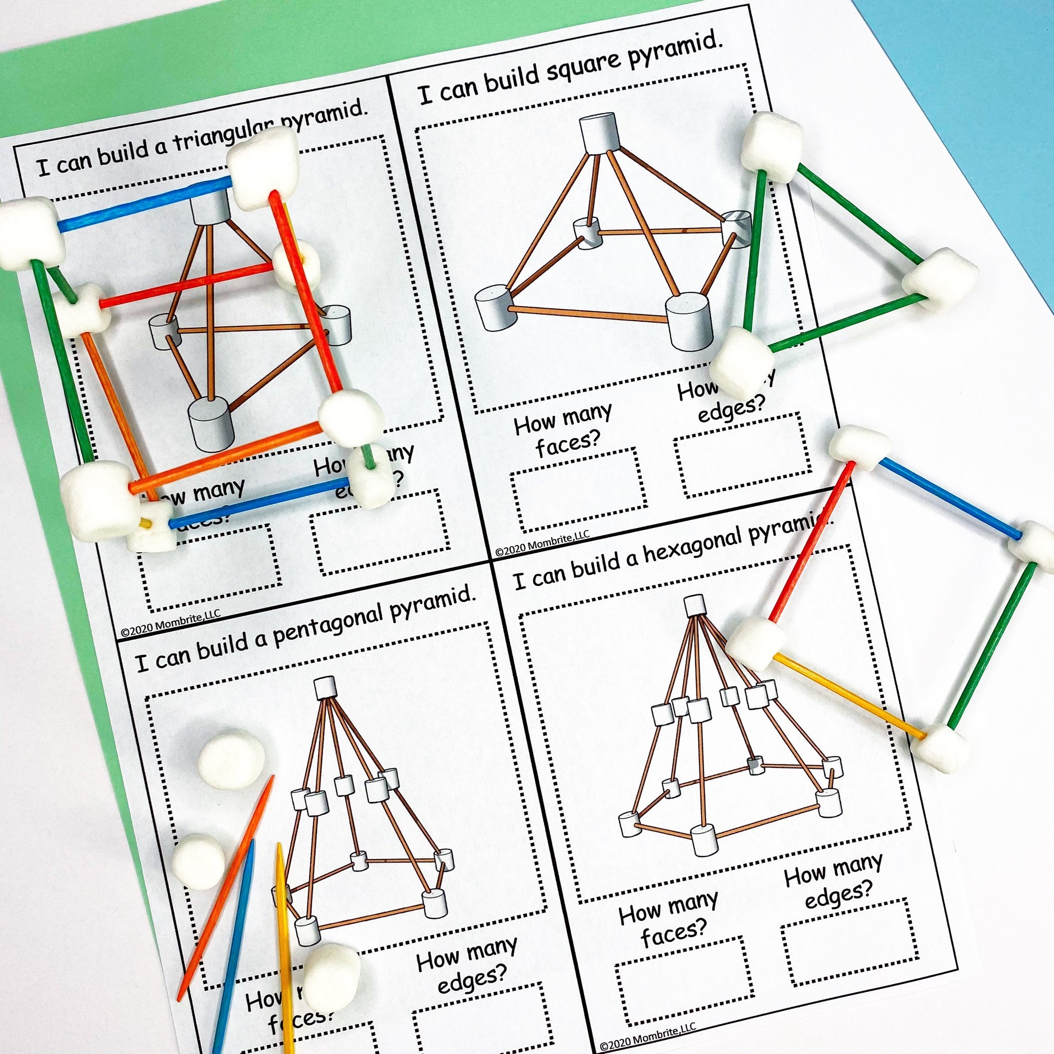 Marshmallow and Toothpick Geometry Game Printable Puzzle | Etsy