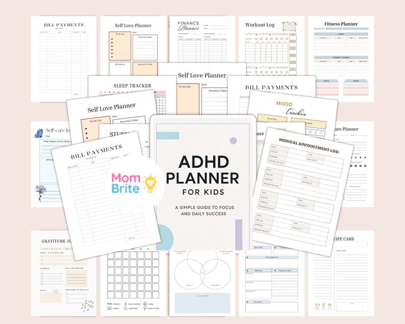 ADHD Planner for Kids Printable | Daily Routine Chart | Focus and Task ...