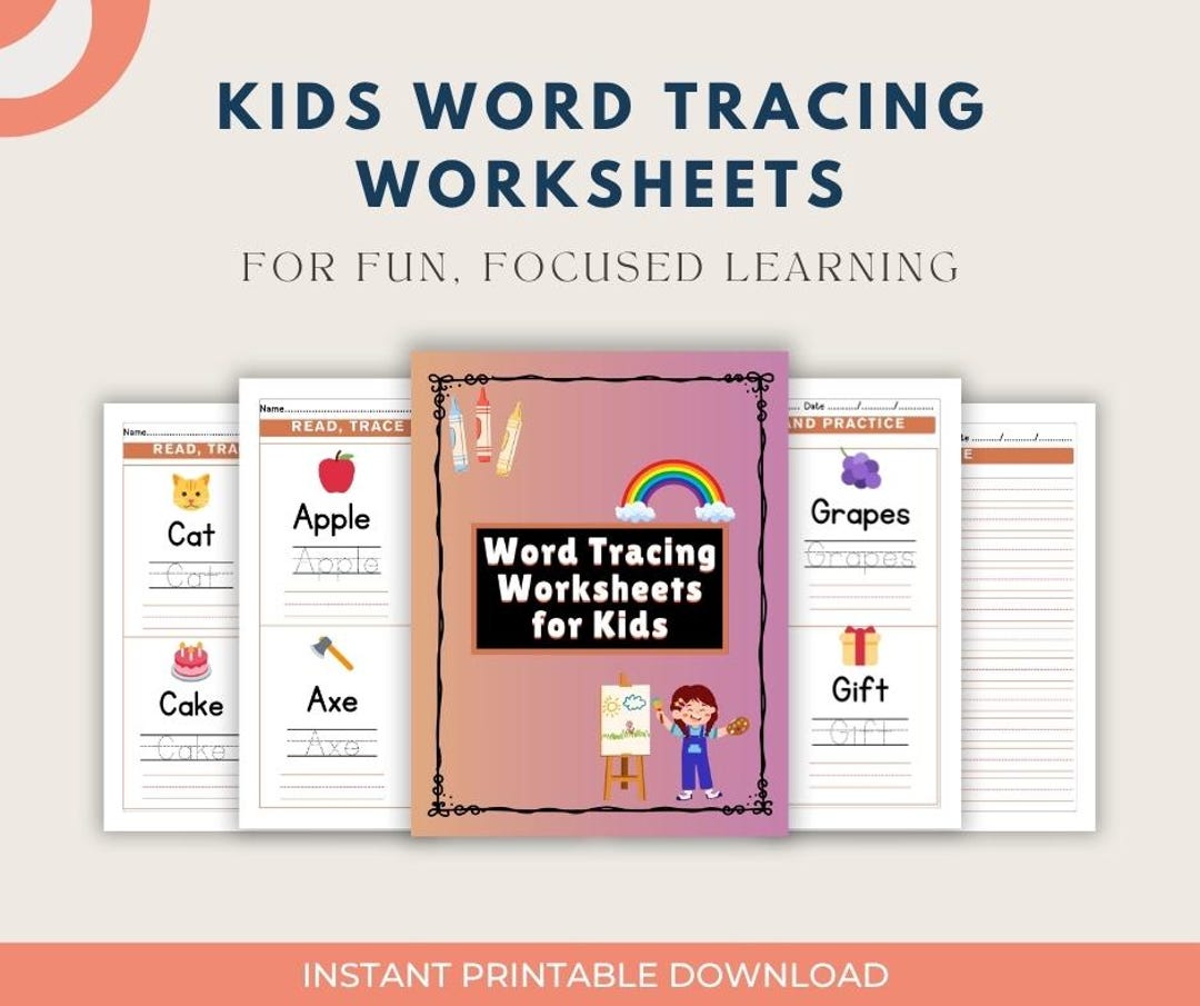 Kids Word Tracing Worksheets| Alphabet Writing Practice | Printable ...