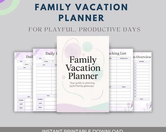 Printable Vacation Planner | Travel Itinerary Template | Trip Budget Tracker | Packing Checklist | Family Travel Organizer | Holiday Planner