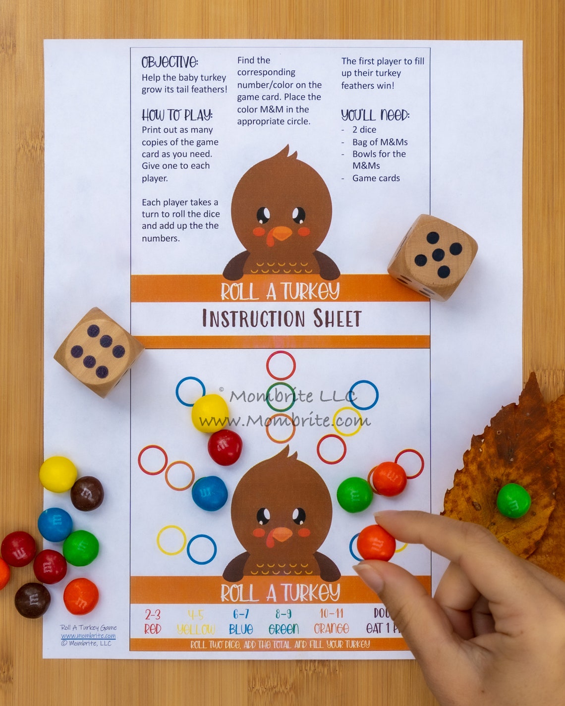 Roll A Turkey Dice Game Thanksgiving Printable Games For Etsy