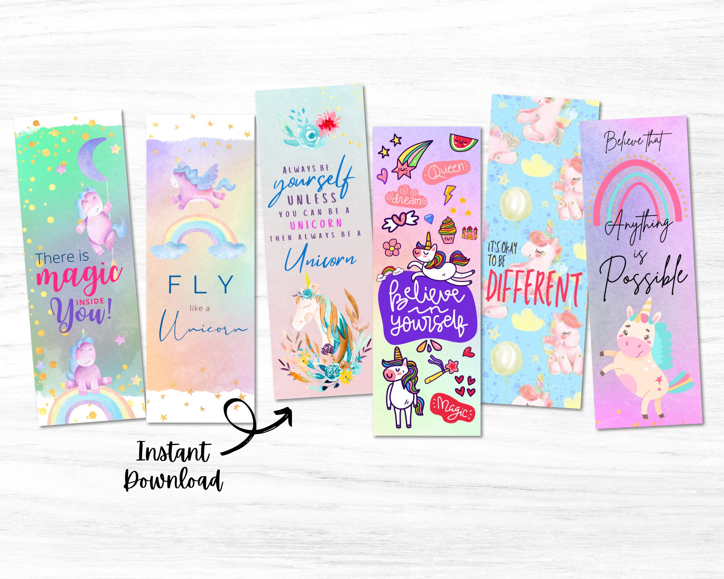 printable unicorn bookmarks printable bookmarks cute etsy