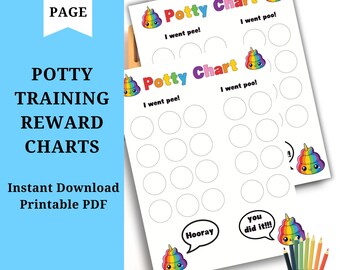 Tableaux de récompenses pour l'apprentissage de la propreté imprimables, tableau de propreté pour tout-petits, suivi de l'apprentissage de la propreté pour enfants, joli tableau de récompenses imprimable, téléchargement numérique PDF