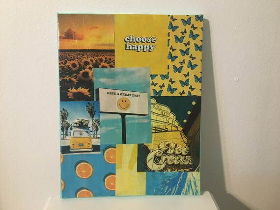 Download Aesthetic Teal And Yellow 11x14 Collage Canvas Picture Etsy Yellowimages Mockups