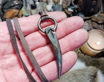 Hand Forged Fenrir - Wolf Tooth Pendant - Teiwaz Tyr