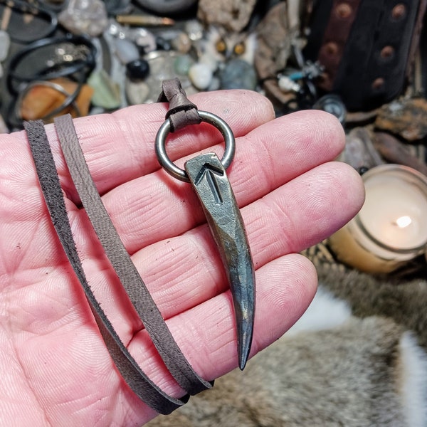 Hand Forged Fenrir - Wolf Tooth Pendant - Teiwaz Tyr