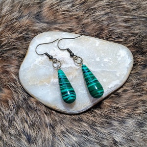 Set Malachite Tear Drop Earrings