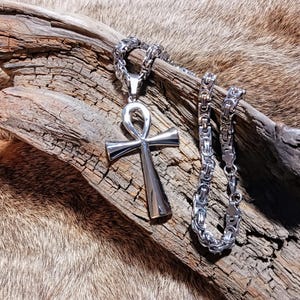 Ankh Pendant on Thick Stainless Necklace