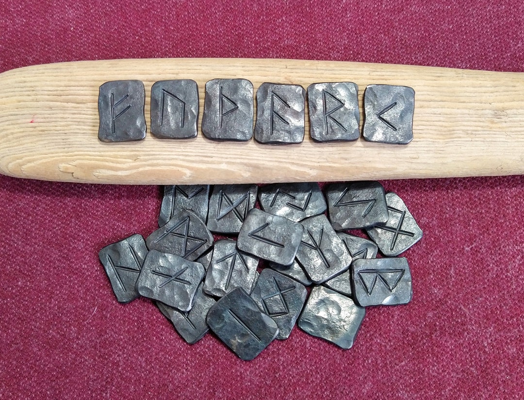 Complete Hand Forged Natural Rune Stone Set, 24 Runes - Etsy