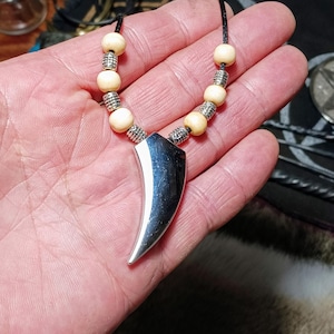 Stainless and Bone Fenrir - Wolf Tooth Pendant