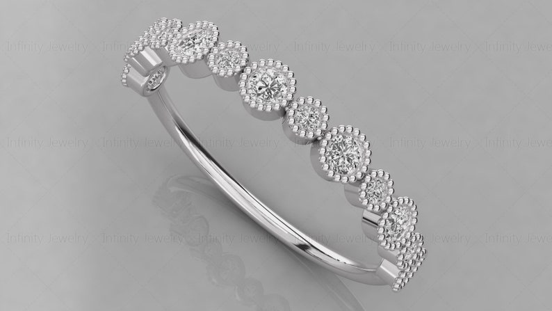 14k Gold Tiny Diamond Vintage Style Band Stackable Ring