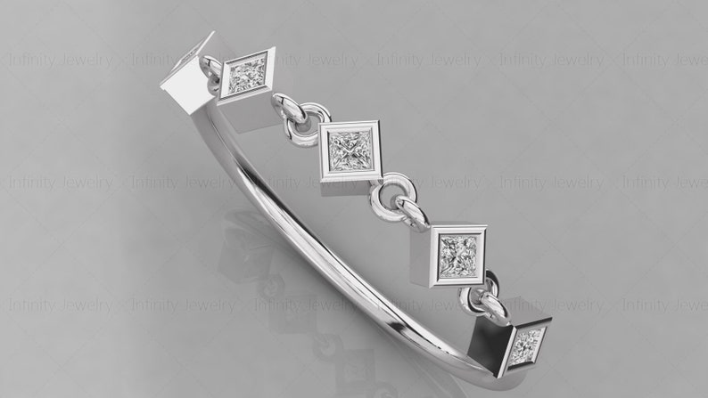14k Gold Princess Cut Five Stone Diamond Ring Minimalist Diamond ring chain link style ring