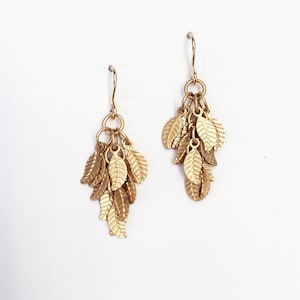 Brushed gold leaf earrings. Small