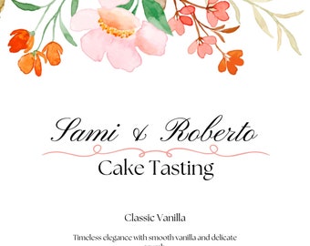 Formulaire de dégustation de gâteau de mariage : motif floral personnalisé (PDF modifiable)