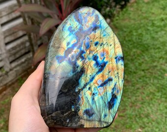 Flashy Labradorite Free Form - Gold Blue Flash - Standing Labradorite - Home Decor - Spiritual Healing