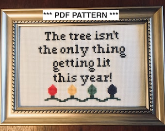 PDF Cross Stitch Pattern - The tree isn't the only thing getting lit this year