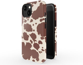 Cowhide Phone Case, Brown White Animal Print Phone Cover for iPhone, Samsung Galaxy & Google Pixel, Western Phone Case, Trendy Birthday Gift