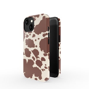 Cowhide Phone Case, Brown White Animal Print Phone Cover for iPhone, Samsung Galaxy & Google Pixel, Western Phone Case, Trendy Birthday Gift