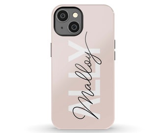 Personalized Name Phone Case for Apple iPhone, Samsung Galaxy and Google Pixel, Blush Pink Custom Phone Covers, Cute, Trendy, Birthday Gift