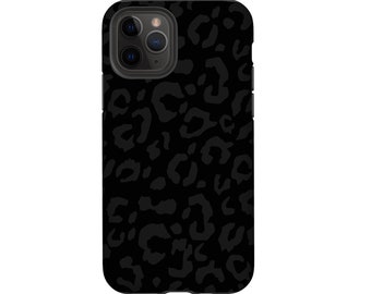 Black Leopard Phone Case for iPhone Black on Black Leopard Print iPhone 14 Case, iPhone 14 Plus Case, iPhone 14 Pro Case, iPhone 14 Pro Max